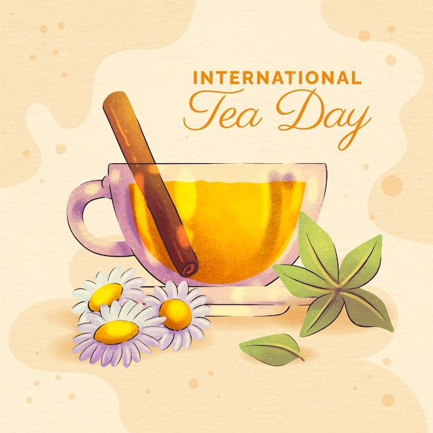 Vector gratuito ilustración del día internacional del té en acuarela