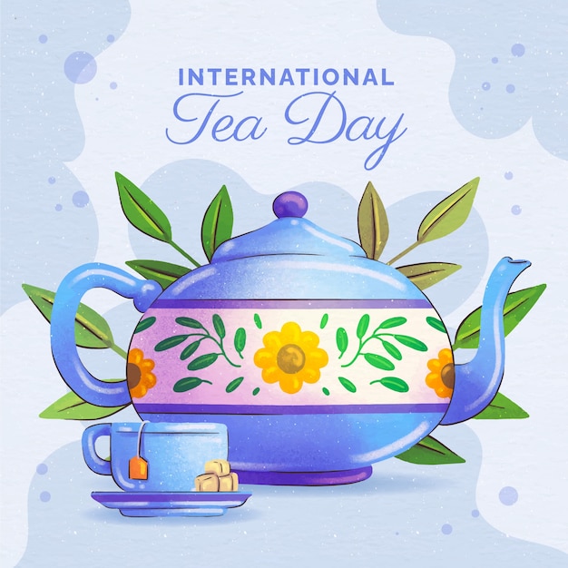 Vector gratuito ilustración del día internacional del té en acuarela