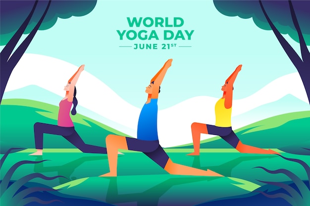 Ilustración del día internacional del yoga degradado