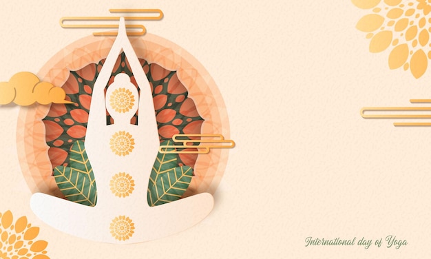 Ilustración del día internacional del yoga en papel