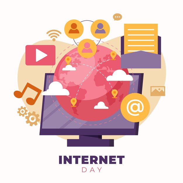 Ilustración del día de internet plana