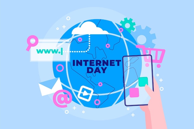 Ilustración del día de internet plana