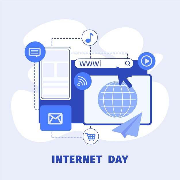 Ilustración del día de internet plana