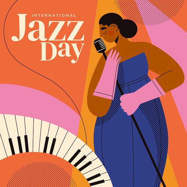 Ilustración del día del jazz mundial plano