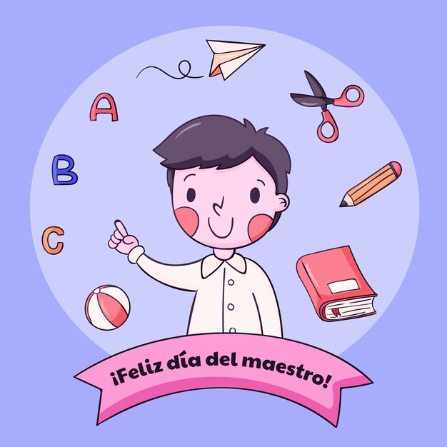 Ilustración del día del maestro dibujada a mano en español