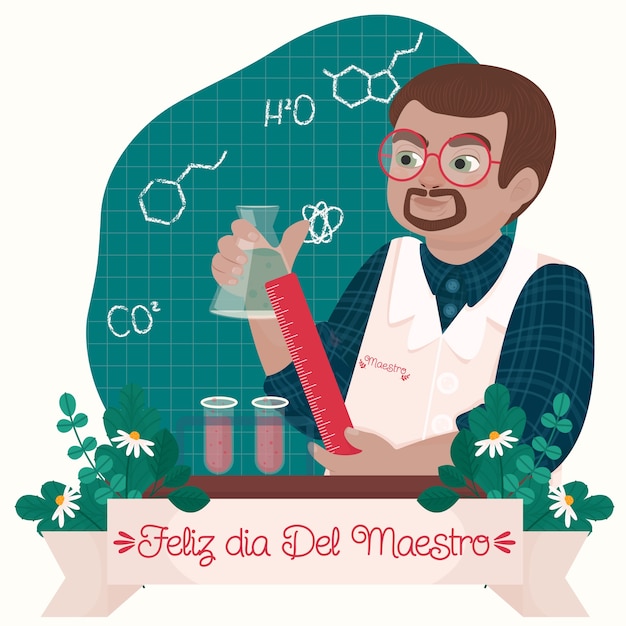 Ilustración del día del maestro dibujada a mano en español