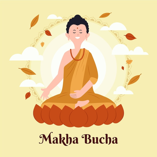 Vector gratuito ilustración del día de makha bucha