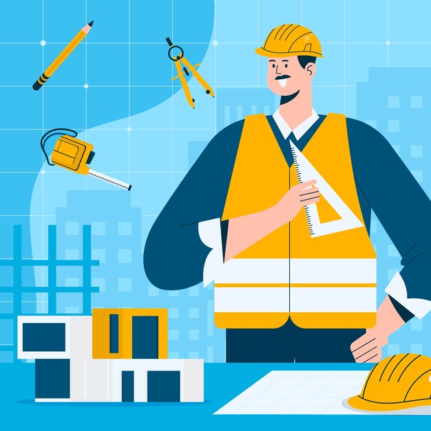 Ilustración del día mundial de la arquitectura plana