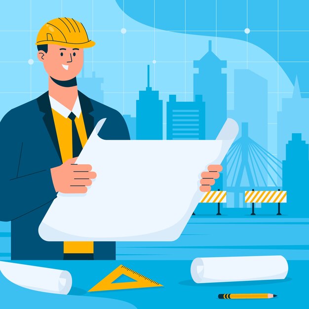 Ilustración del día mundial de la arquitectura plana