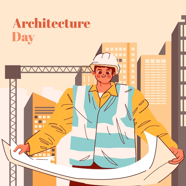 Vector gratuito ilustración del día mundial de la arquitectura plana