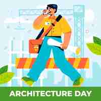 Vector gratuito ilustración del día mundial de la arquitectura plana