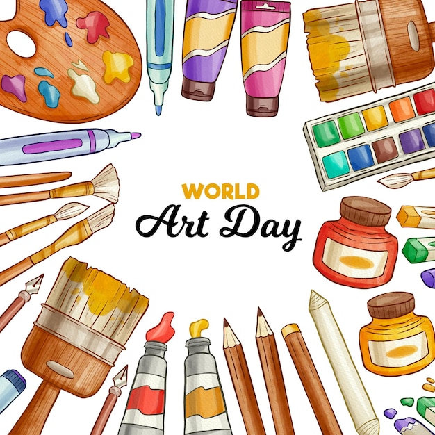 Vector gratuito ilustración del día mundial del arte en acuarela