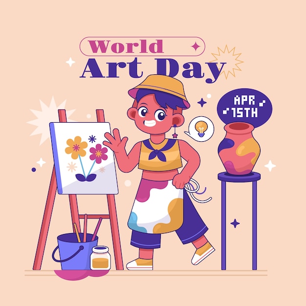 Ilustración del día mundial del arte plano