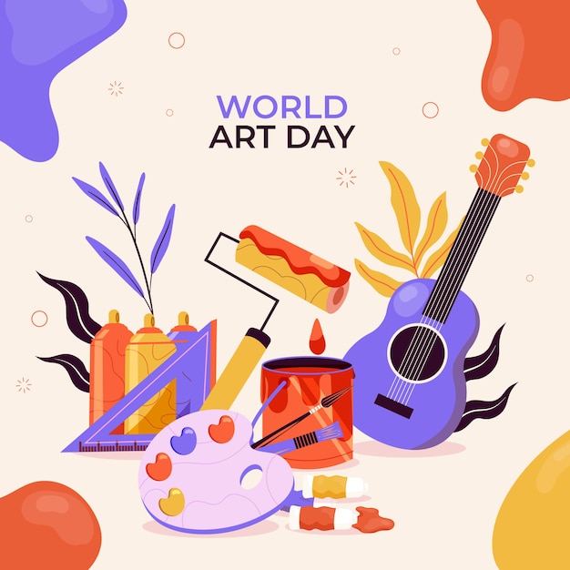 Vector gratuito ilustración del día mundial del arte plano