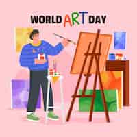 Vector gratuito ilustración del día mundial del arte plano