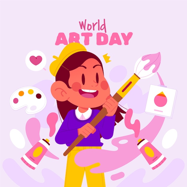 Vector gratuito ilustración del día mundial del arte plano