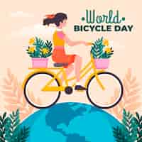 Vector gratuito ilustración del día mundial de la bicicleta plana orgánica