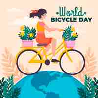 Vector gratuito ilustración del día mundial de la bicicleta plana orgánica