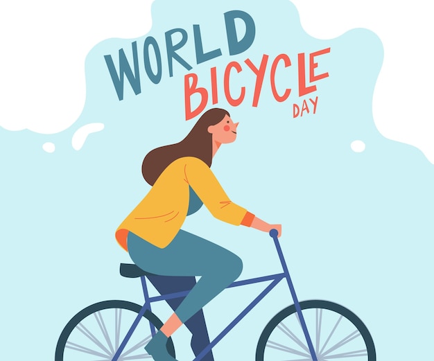 Ilustración del día mundial de la bicicleta plana orgánica