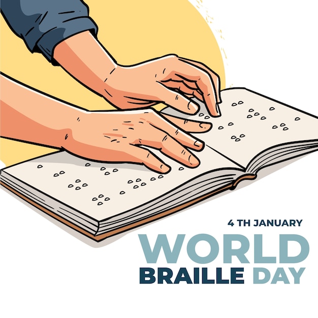 Vector gratuito ilustración del día mundial del braille dibujada a mano