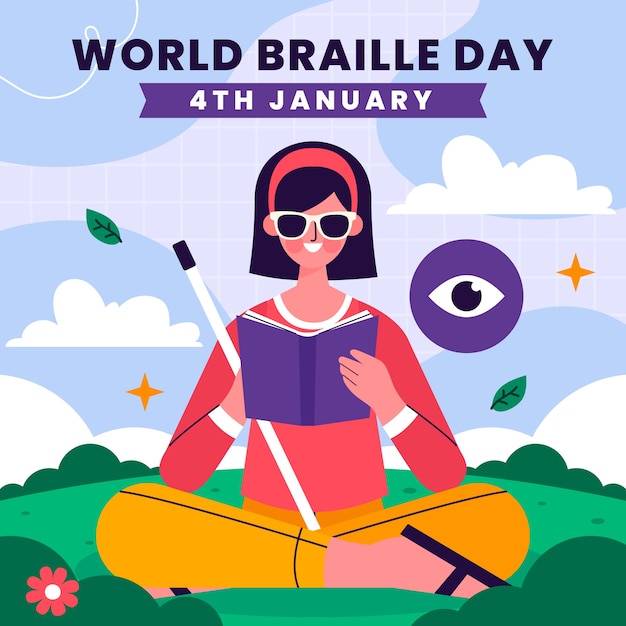 Vector gratuito ilustración del día mundial del braille plano