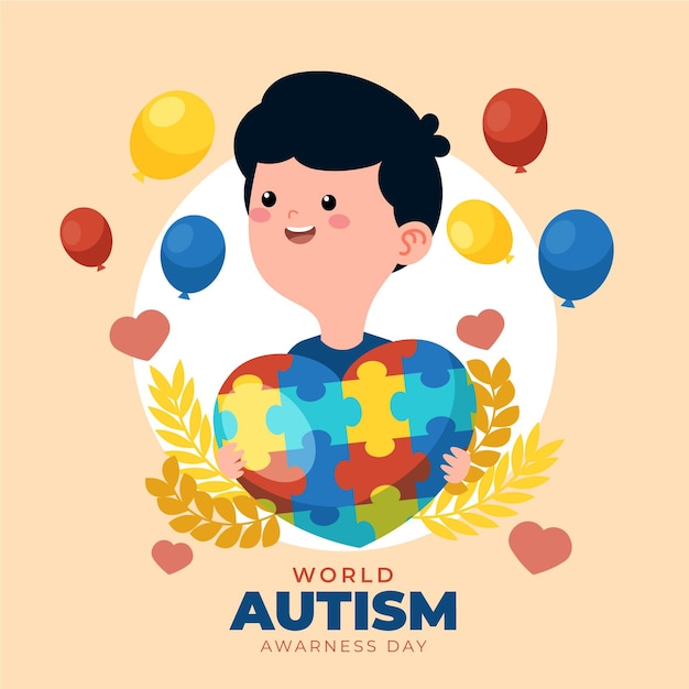 Ilustración del día mundial de la concienciación sobre el autismo