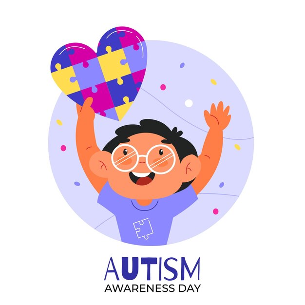 Ilustración del día mundial de concientización sobre el autismo de dibujos animados