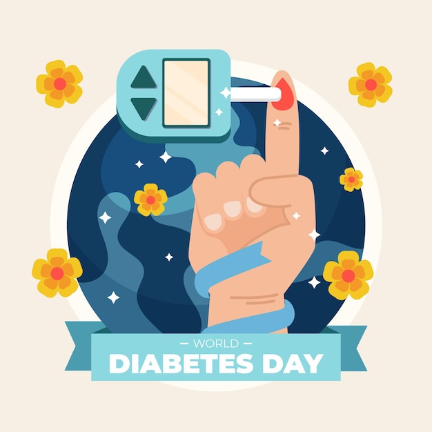 Vector gratuito ilustración del día mundial de la diabetes con prueba de dedo