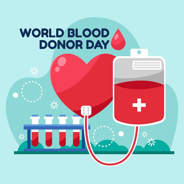 Ilustración del día mundial del donante de sangre de dibujos animados