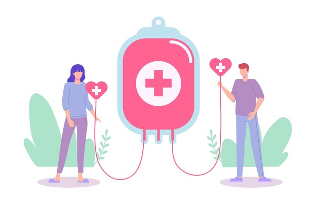 Ilustración del día mundial del donante de sangre plano orgánico