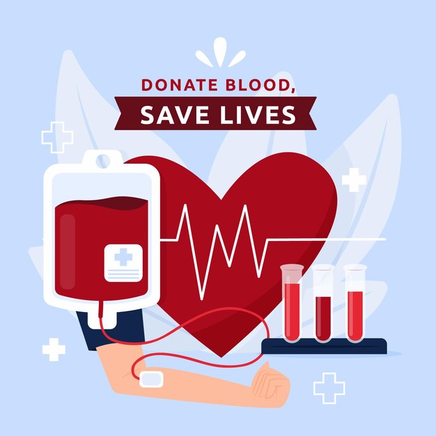 Ilustración del día mundial del donante de sangre plano orgánico