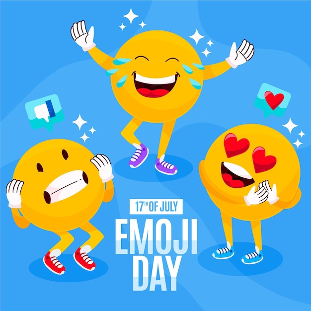 Vector gratuito ilustración del día mundial del emoji de dibujos animados