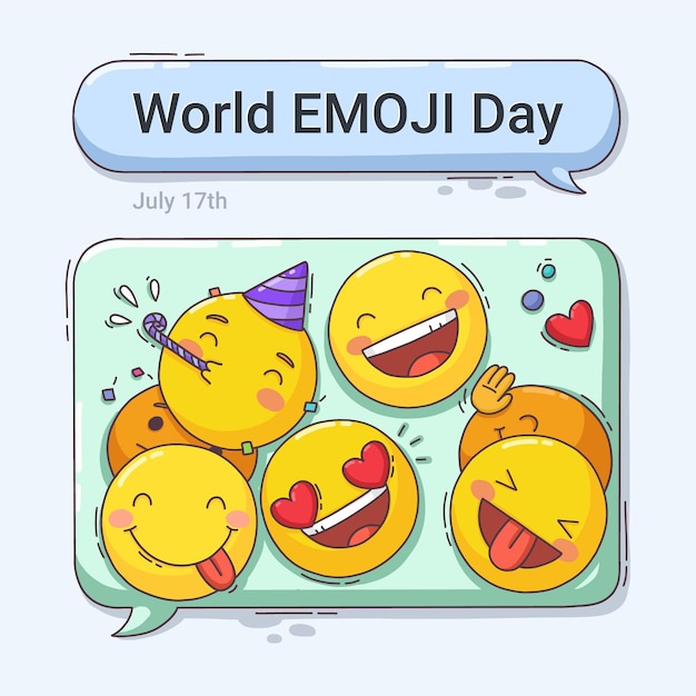 Vector gratuito ilustración del día mundial del emoji de dibujos animados