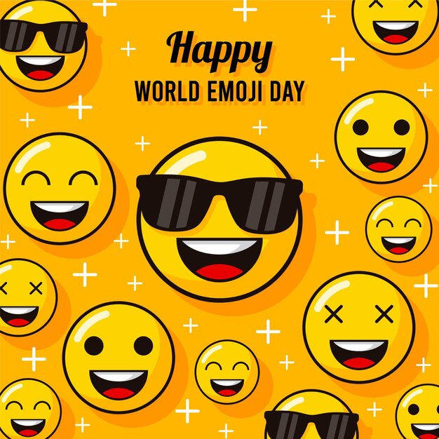 Ilustración del día mundial del emoji plano