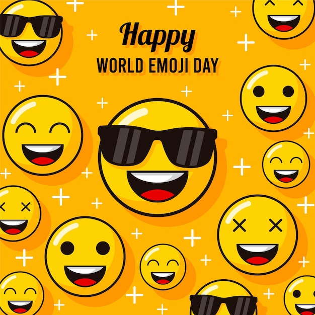 Ilustración del día mundial del emoji plano