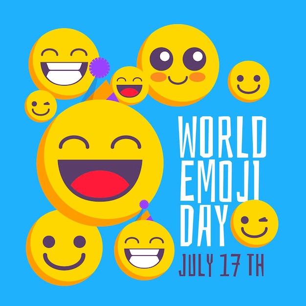 Ilustración del día mundial del emoji plano