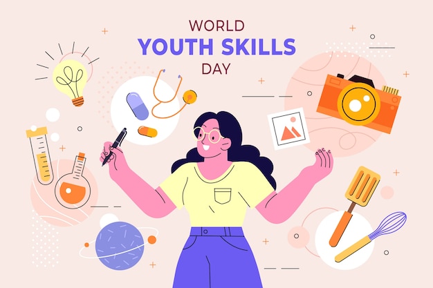 Ilustración para el día mundial de las habilidades juveniles