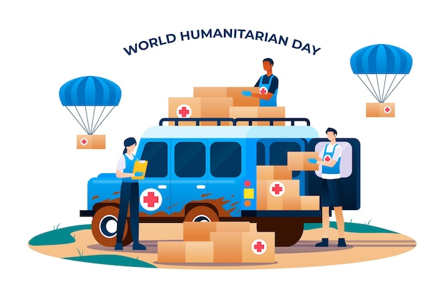 Vector gratuito ilustración del día mundial humanitario degradado