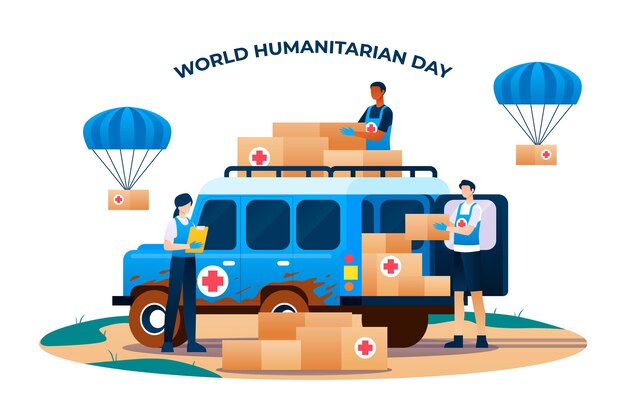 Ilustración del día mundial humanitario degradado