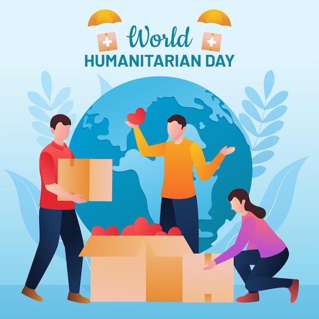 Vector gratuito ilustración del día mundial humanitario degradado