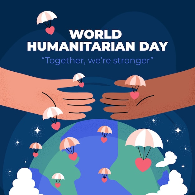 Ilustración del día mundial humanitario de dibujos animados