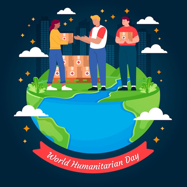 Vector gratuito ilustración del día mundial humanitario