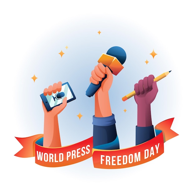 Ilustración del día mundial de la libertad de prensa degradado