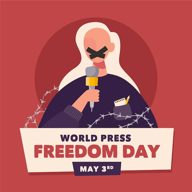 Ilustración del día mundial de la libertad de prensa degradado