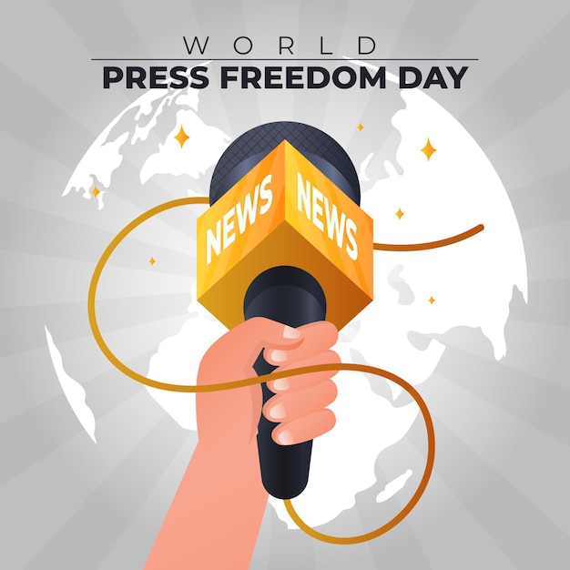 Ilustración del día mundial de la libertad de prensa degradado
