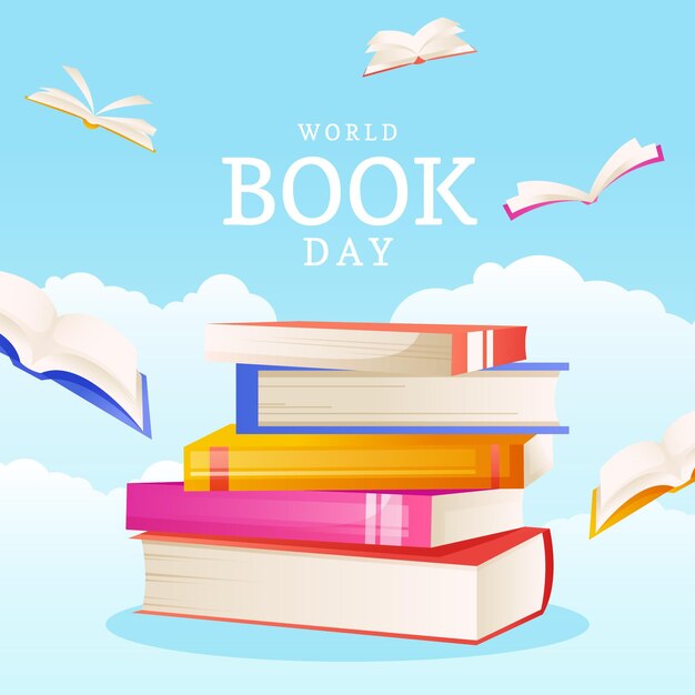 Ilustración del día mundial del libro degradado
