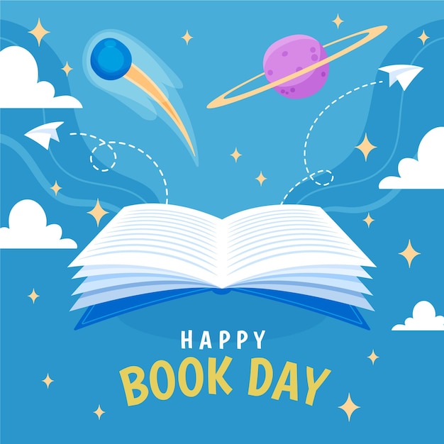 Ilustración del día mundial del libro de dibujos animados