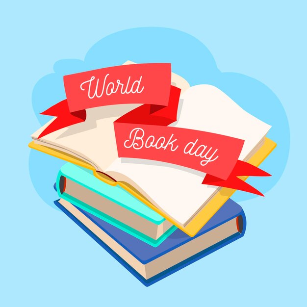 Ilustración del día mundial del libro de dibujos animados