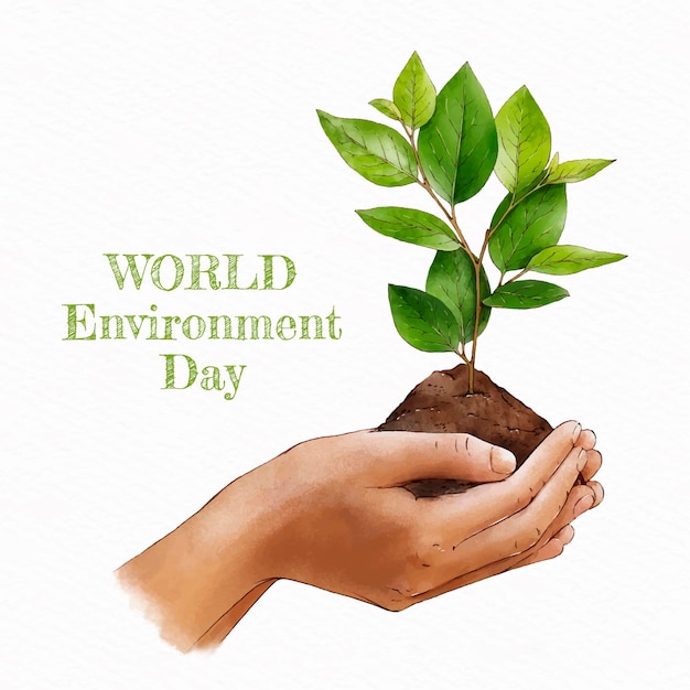 Vector gratuito ilustración del día mundial del medio ambiente en acuarela pintada a mano
