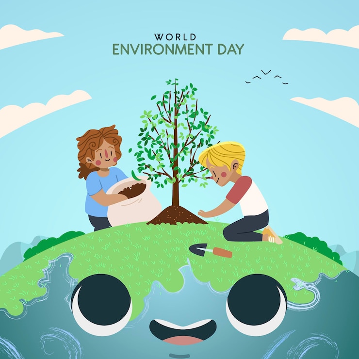 Vector gratuito ilustración del día mundial del medio ambiente de dibujos animados